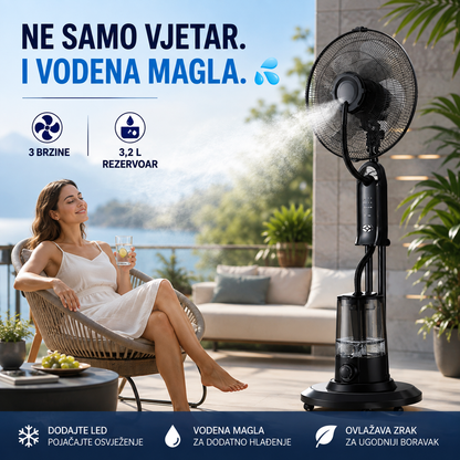 Podni Ventilator sa Vodenom Maglom i Daljinskim Upravljačem
