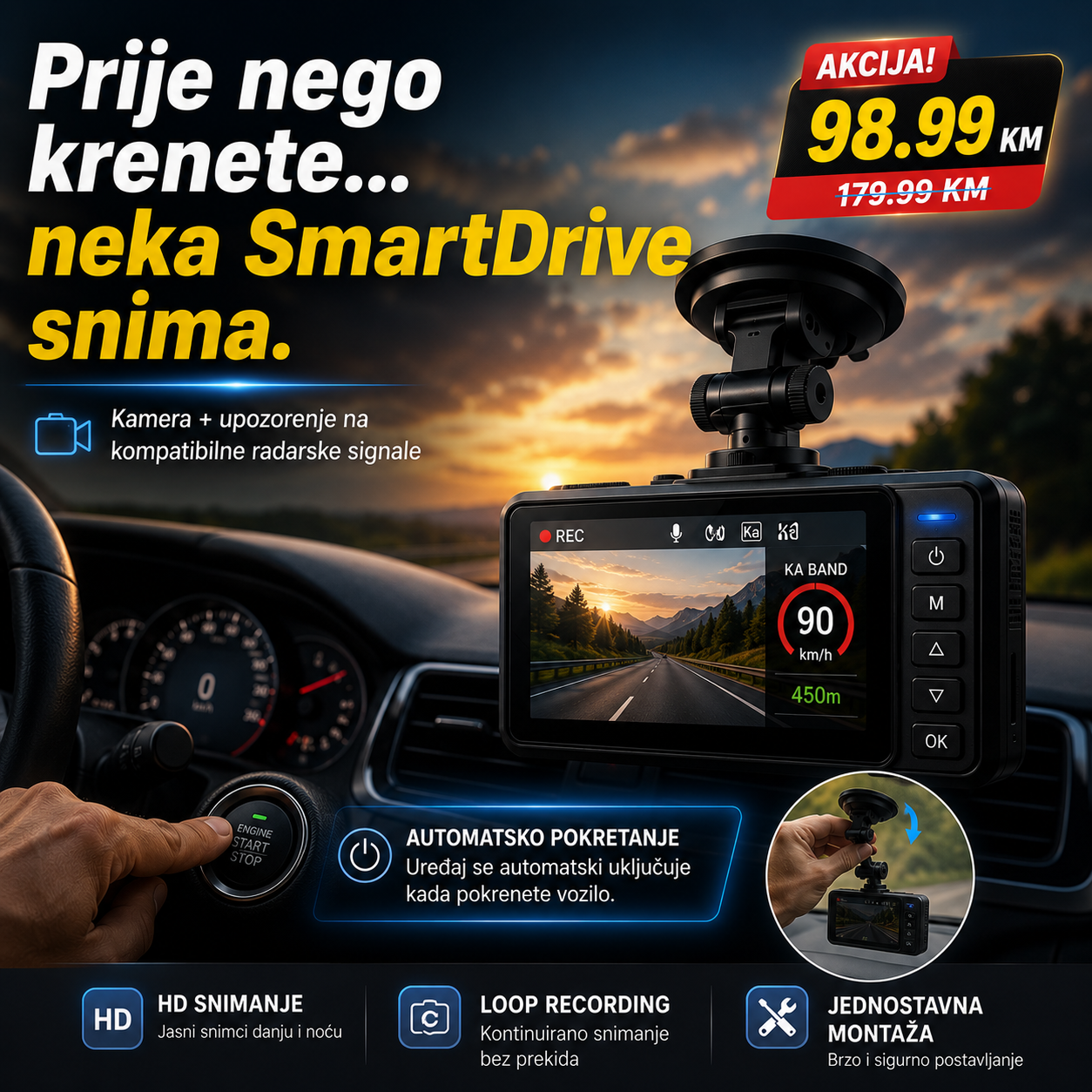 SmartDrive-2u1 Auto Kamera i Detektor Radarskih Signala