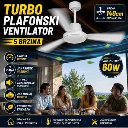 TURBO Plafonski Ventilator - 5 BRZINA