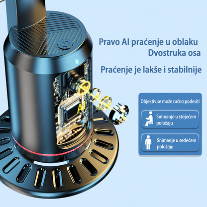 AI 360° Auto Tracking držač za telefon sa LED svjetlima
