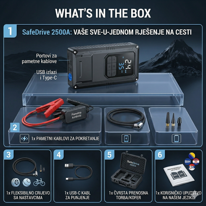 4u1 Starter + Kompresor + PowerBank + Lampa (2500A)