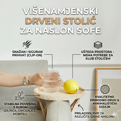 Višenamjenski Drveni Stolić za Naslon Sofe